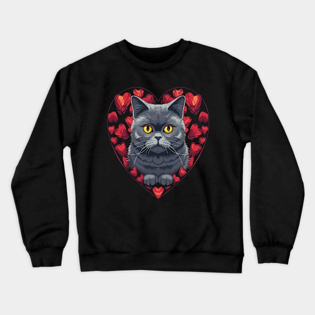 British Shorthair Valentine Day Crewneck Sweatshirt by JH Mart